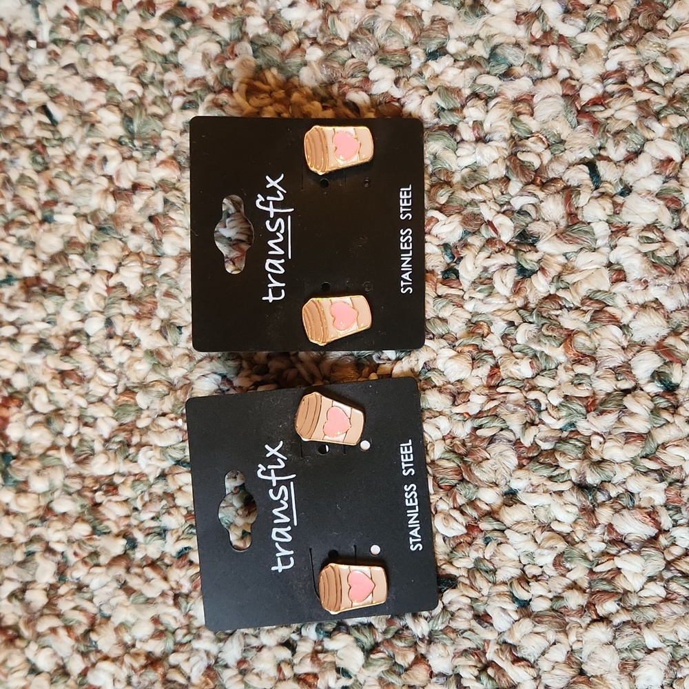 transfix stainless steel coffee cup earrings